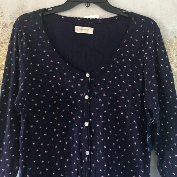 Lucky Brand Floral Print Cotton Henley (NWT) - Picture 2 of 13